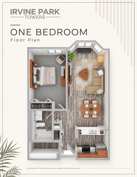 Floor plan for 1 bed, 1 bath, 720 sqft